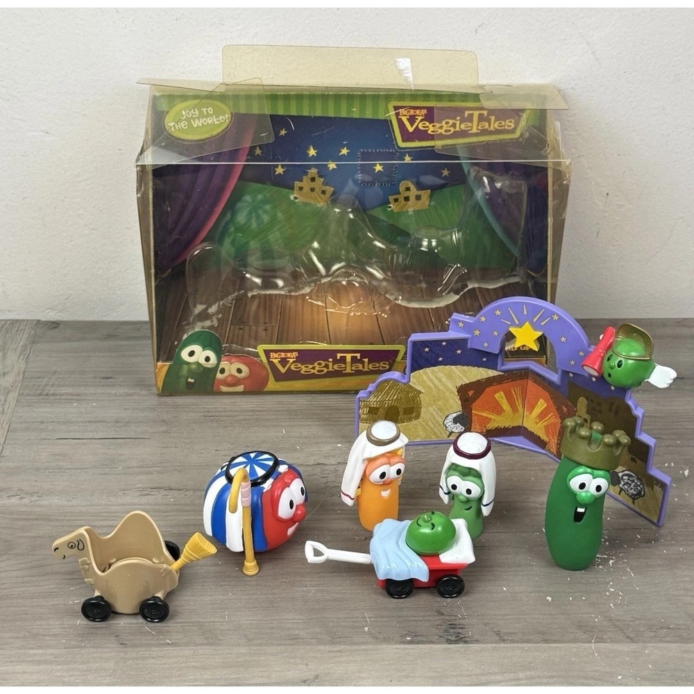 2001 Veggie Tales Christmas Play Nativity Scene Fisher Price 75121 Joy World HTF